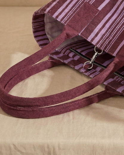 Shopper Frankie Striped Burgundy/Lila