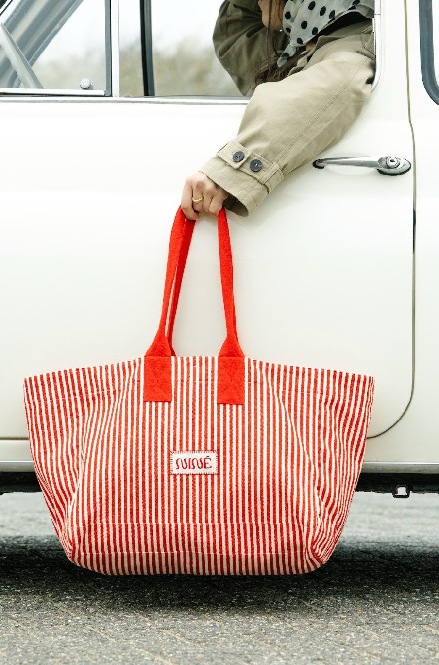 Shopper Frankie gestreept rood