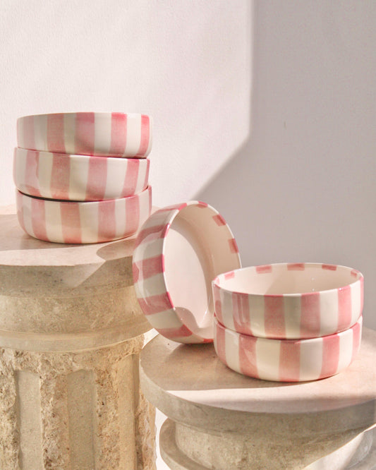 The Pink Iris Bowl Set For Six
